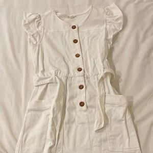 Copper Key girls White Dress with Wooden Buttons